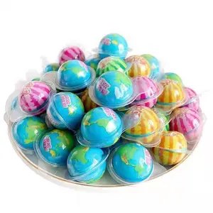 halal fruit flavor 27mm 12g big ball earth shape bubble chewing gum center filled with jam price