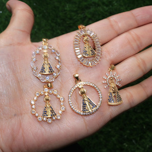 CZ8628 18k Gold Plated CZ Virgin Mary Virgen <strong>De</strong> La Caridad Del Cobre Our Lady of Charity Pendants Religious <strong>Jewelry</strong> <strong>Supplies</strong> - Product Image 6