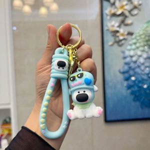 Cute 3D PVC Cartoon Dog Keychain Customizable Fashion <b>Bag</b> Charm Student Schoolbag Durable Waterproof Lightweight Car <b>Key</b> <b>Ring</b> - Product Image 3