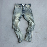 Jeans Évasés Homme Streetwear Personnalisés Délavés Vintage Coupe Slim Effet Superposé Zippés Bas Évasé Denim