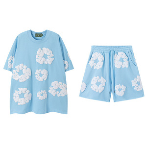Pantaloncini da Uomo di Design Classici con Fiori in Rilievo, Stampa 3D in Schiuma, Vestibilità Comoda Estiva, Pantaloni da Spiaggia per Vacanze, 100% Cotone, per Uomini e Donne - Product Image 4