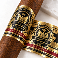 Autocollant adhésif personnalisé en feuille d'or pour cigares cubains, étiquette de bande de cigare gaufrée, accessoires d'emballage pour cigares