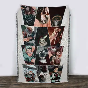 Good Quality Cotton And Polyester Tassel Throw Customized Design Tapestry Woven Custom Portraits Jacquard Blanket