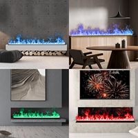 Cheminée à vapeur d'eau encastrée Kalsubo L70.87xW7.87xH8.27, conception à double alimentation en eau, flamme à 9 couleurs à intensité variable, contrôle intelligent par application