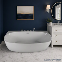 Baignoire autoportante ovale en acrylique blanc OEM ODM 1700x800x580mm avec drain et trop-plein