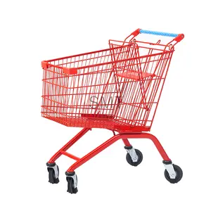 130l מחיר זול עמיד סופרמרקט מתקפל עגלת קניות/עגלה עם גלגלים
