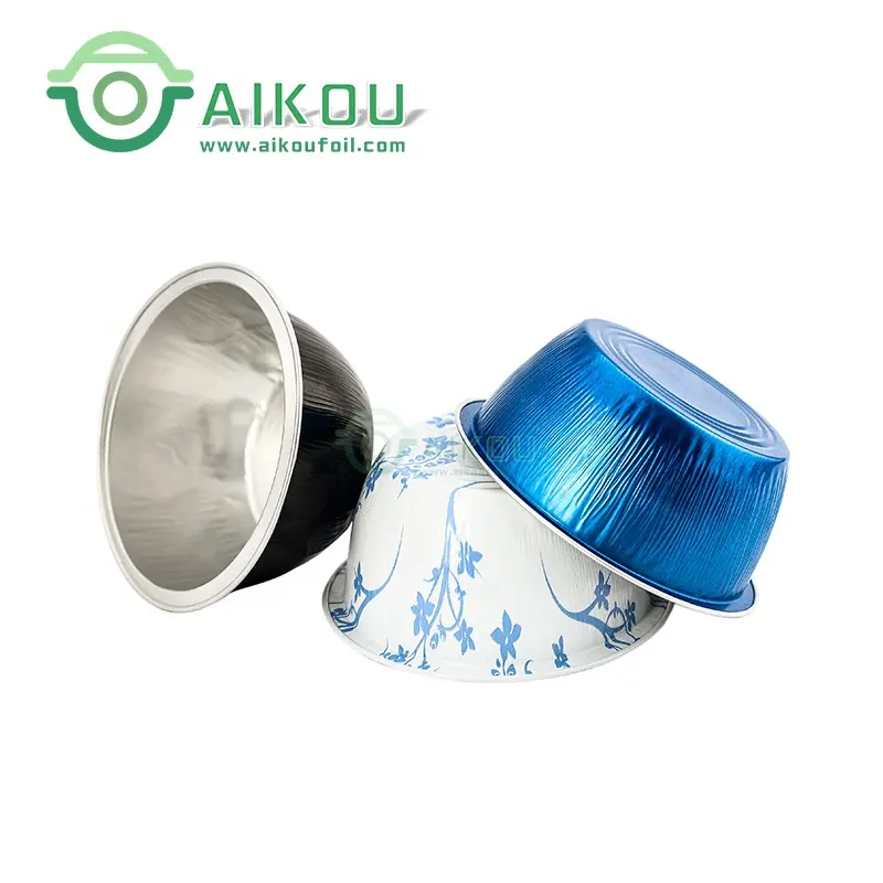 Klein Formaat Ronde Vorm Bakken Cup Met Schilderen Wegwerp Aluminiumfolie Bakken Cupcake Cups Met Plastic Deksel