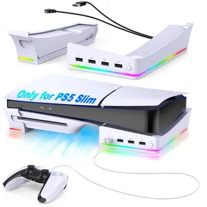 Ngang đứng cho ps.5 mỏng giao diện điều khiển phụ kiện với 14 chế độ ánh sáng và 4 USB Hub Side đứng cho ps.5 Slim Disc & kỹ thuật số