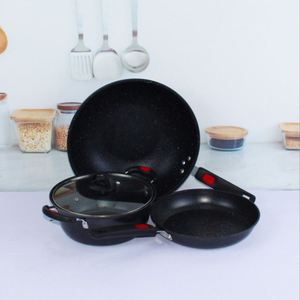 Medical Stone Iron Pan Three-piece <b>Set</b> Non-stick <b>Cookware</b> <b>Set</b> Gas Induction Cooker Universal Frying Pan Combination Gift - Product Image 4