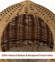 Fauteuil œuf en osier, chaise panier en rotin avec coussin, pieds en métal, pour intérieur, extérieur, patio, jardin, salon