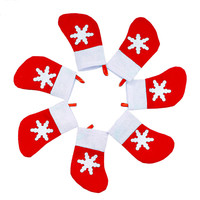 Mini chaussettes de Noël flocon de neige rouge personnalisées vaisselle de fête décoration mini bas de Noël en feutre non tissé