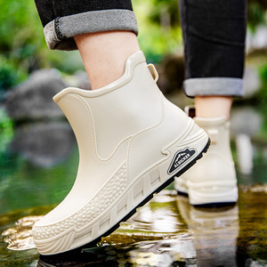 Botas de Lluvia Impermeables para Hombre, Color Negro y Rojo, Antideslizantes, Resistentes al Desgaste, de Caña Corta, Tipo Chelsea - Product Image 4