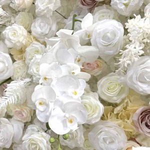 Popular 3D persiana enrollable celebración telón de fondo pared blanca pluma de avestruz <span class=keywords><strong>flor</strong></span> pared telón de fondo decoración de <span class=keywords><strong>la</strong></span> boda - Product Image 2