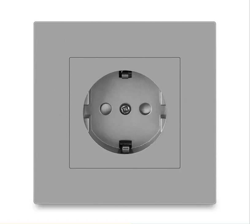 European Eu Standard German Socket 16a With Panel Type 86 Universal Socket Grey