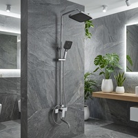 Ensemble de douche mural de luxe européen en laiton à poignée unique avec système de pluie pour salle de bain