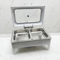 Chauffe-Plats de Luxe Nouveauté pour Restaurants, Grands Réchauds en Verre, Ensemble Buffet, Chauffe-Plats 9L, Plats de Service Blancs pour la Restauration