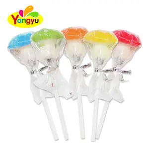 Wholesale OEM Mushroom shaped Lollipop Fruit Flavor Sweet Stands Candy Sticks For Kids