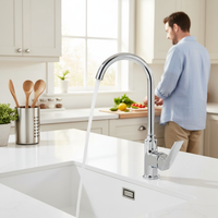 Robinet de cuisine monocommande moderne en acier inoxydable, à poser sur évier, finition plaquée, certifié CUPC, pour hôtels