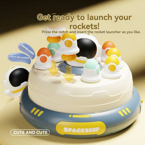 Jeu d'été pour enfants Rocket Board Catch Game Toy Pretend Play Toy Music Rocket Jump Game With 10 Rockets and 2 Catch Nets For Family - Product Image 2