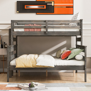 Children's <b>Bunk</b> <b>Bed</b> Solid <b>Wood</b> Frame Detachable Design Grey Bedroom Furniture for Kids - Product Image 3