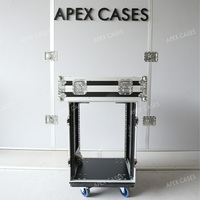 APEX CASES OEM 13U Boîtier de montage en rack portable, protection robuste, surface ignifugée, roues de 4 pouces pour amplificateur audio