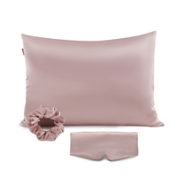 Ensemble taie d'oreiller personnalisée en soie de mûrier avec taies d'oreiller en soie satinée chouchou et masque pour les yeux