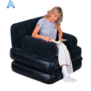 Flocking <strong>velvet</strong> PVC puff <strong>air</strong> blow inflatable single <strong>sofa</strong> chair seat lazy <strong>sofa</strong> <strong>with</strong> airbed <strong>bed</strong> mat mattress customize - Product Image 1