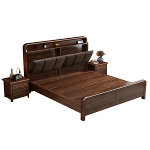 Solid Wood Storage Bed 1.8M Mahogany High Box Bed With Upholstered Backrest Bedroom Furniture - Product Image 5