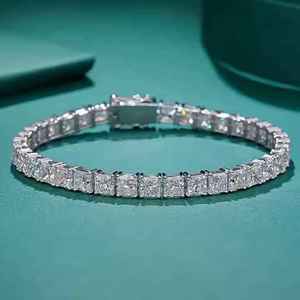 Moissanite Brilliant Cut Tennis Bracelet 925 Sterling Silver Plated Channel <b>Set</b> Sparkle Trendy Unisex Daily Wear Jewelry Gift - Product Image 2