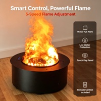 Cheminée électrique autoportante de 50 cm de diamètre, foyer à flamme de vapeur, effet de flamme LED, protection contre la surchauffe pour un usage domestique et hôtelier