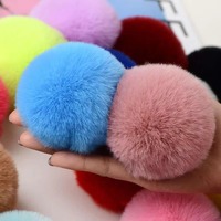 Vente flash : porte-clés en peluche douce de 9 cm, porte-clés doré avec pompon en fourrure de lapin artificielle, accessoire de décoration