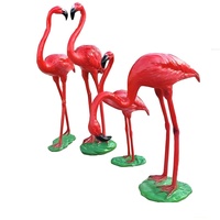 Sculptures d'animaux en résine et fibre de verre, flamants roses géants faits à la main, de haute qualité, personnalisables OEM, très demandées, pour la décoration de jardin.