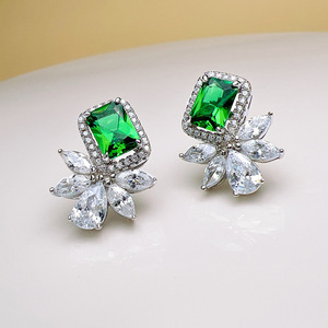 Vintage <b>Emerald</b> Cut <b>Stud</b> Earrings Minimal Geometric Square Design Women Fashion Jewelry Elegant Daily Wear Gift - Product Image 6