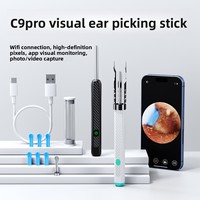 Otoscope intelligent visuel 1080P HD WiFi sans fil avec caméra pour oreilles, kit de nettoyage de cérumen lumineux pour téléphones Android/iOS, 5 embouts en silicone