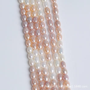 Zhuji <b>Pearl</b> Natural <b>Freshwater</b> 4.5-5mm White Powder Rice Shape Loose Interval Color DIY Necklace <b>Bracelet</b> - Product Image 2