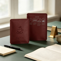 Sacs d'emballage pour café de qualité alimentaire imprimés sur mesure, papier kraft, feuille d'aluminium, impression en héliogravure, prix de gros en vrac