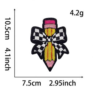 Patch thermocollant écologique brodé avec lettres 'Teacher', 'Mom', 'Girl Power' et paillettes pour vêtements - Product Image 6