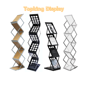 Présentoir de brochures robuste sur pied avec base en acier inoxydable, support multi-niveaux en acrylique pour prospectus, idéal pour les magasins de détail, présentoir portable - Product Image 3