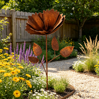 Piquet de jardin en fer rouillé, finition naturelle, décoration rustique en métal pour patio, pelouse, cour arrière