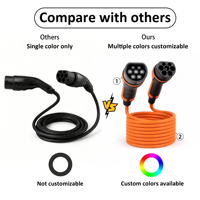 Nouveau câble de charge pour véhicules électriques Semicom Type 2 vers Type 2, 32A 22KW triphasé, certifié, 5M/7M