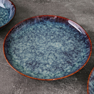 Service de vaisselle en grès WEIYE 2025, finition émaillée fantaisie, assiettes rondes en céramique, plat à steak, porcelaine, vaisselle de table en céramique bleue - Product Image 4