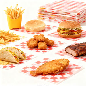 Wholesale Custom Logo Printed PE Disposable Food Grade Red White Greaseproof Paper Sheets Deli Wrap Sandwich <b>Burger</b> Bread - Product Image 1