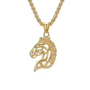 New yunnique cross-border jewelry, simple hollow Celtic design horse head necklace, accessories source manufacturer - Product Image 1