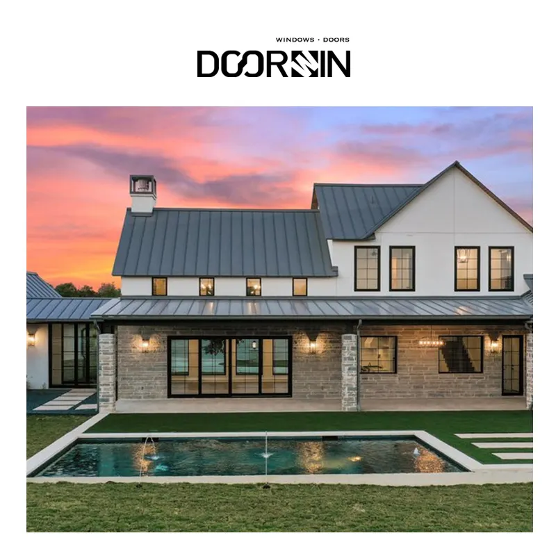 Doorwin Modern Glass Windows With Grille Design Thermal Break Aluminum Hurricane Impact Tilt and Turn Casement Windows