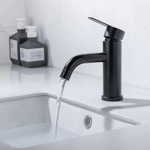 Grifo Monomando Moderno de Acero Inoxidable Negro sin Contacto para Agua Fría y Caliente, Montado en Cubierta, de un Solo Orificio, para Lavabo de Sala de Estar - Product Image 2