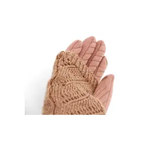 Uzun şık kadınlar akrilik sıcak kış Mitten parmaksız örme kol isıtıcı eldiven