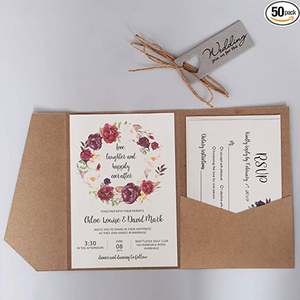Tarjetas de Invitación de Boda Económicas con Papel Brillante, Impresión de Tarjetas de Boda de Lujo con Sobres - Product Image 4
