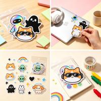 Autocollants en vinyle découpés sur mesure holographiques, étiquettes adhésives avec logo de dessin animé, imperméables, pour cadeaux et artisanat, toutes tailles, vente en gros en vrac