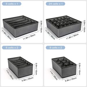 Non Woven Fabric Foldable Grey Chevron Pattern Storage Organize <strong>Underwear</strong> <strong>Organizer</strong> - Product Image 3