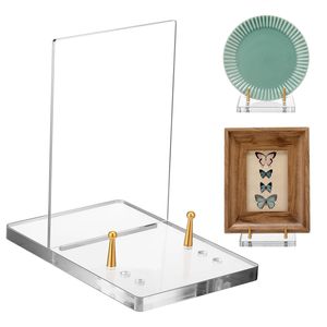 Mingyi Acrylic <b>Easel</b> <b>Display</b> Stand With Gold Hardware Transparent Book And Flower Holder Desktop Ornament Storage - Product Image 1